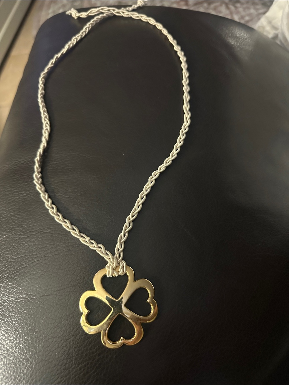Gold Clover Pendant Rope Necklace - Women Jewelry